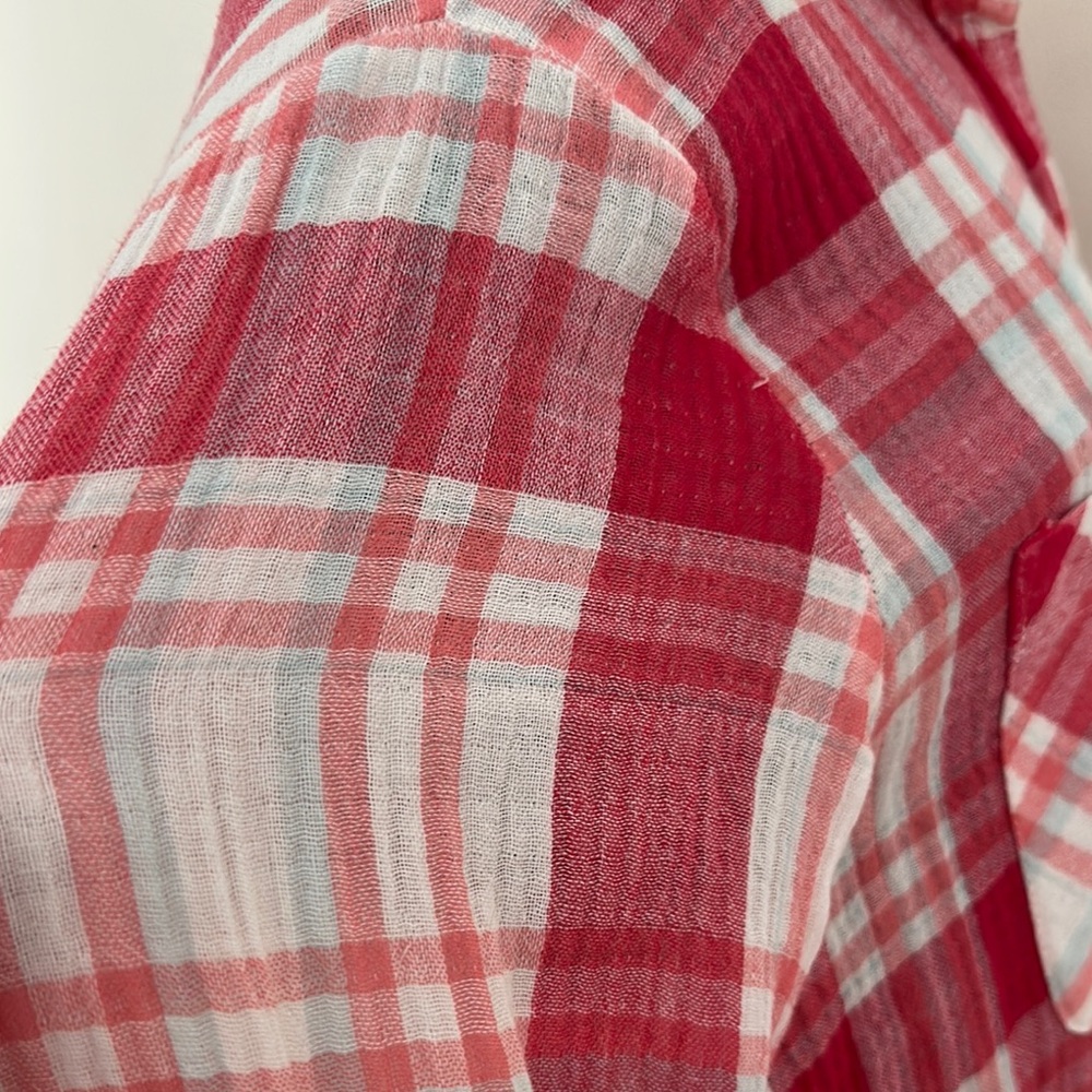 Sanctuary Red and White Plaid Button-Up Shirt - Picture 5 of 10